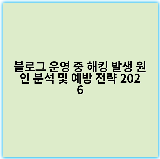 블로그 운영 중 해킹 발생 원인 분석 및 예방 전략 2026 - 취약성