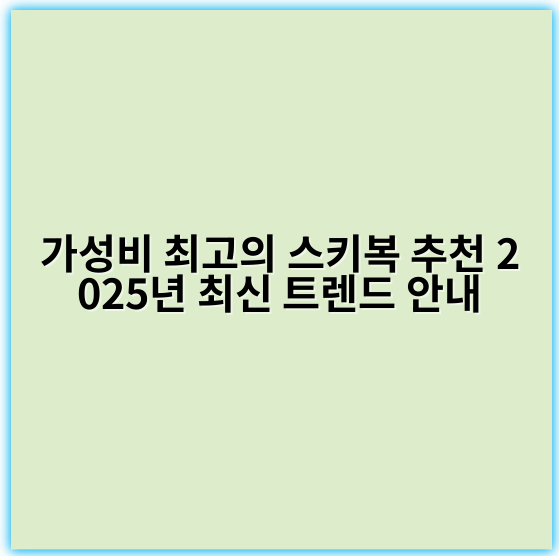 가성비 최고의 스키복 추천 2025년 최신 트렌드 안내 - 핵심 키워드: 가격